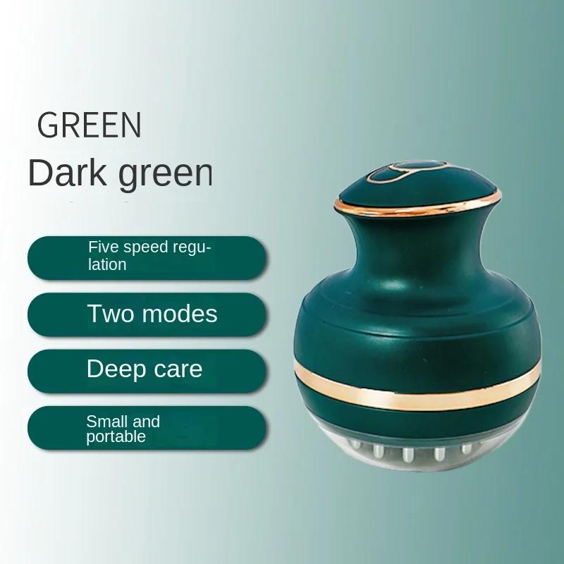 

Электрическая расческа для ухода за волосами, вибрирующая головка, инструмент для прочистки меридианов, распылитель эфирного масла, питательный массажер для кожи головы, многофункциональный массажер зелёный