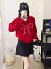 2026 Autumn/Winter Women's Loose Bow Jacquard Knitwear - European & American Style