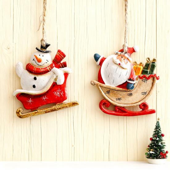 Santa Claus Hanging Pendants Christmas Tree Decor Resin Festive Decorations for Home Party Xmas DIY Gifts