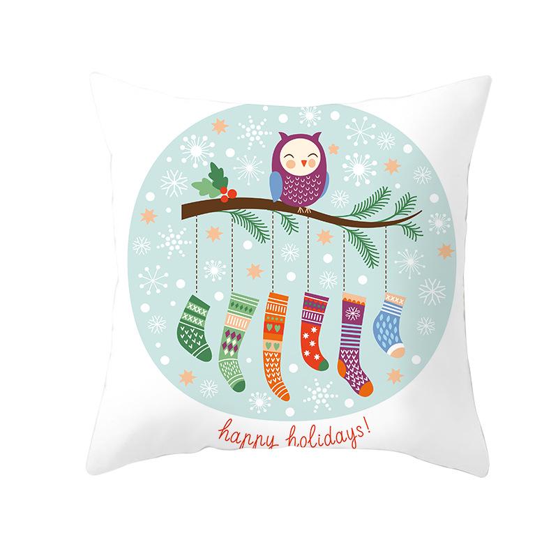 Peach Skin Christmas Print Pillow Case Cartoon Animal Home Sofa Cushion Cover Bedside Bedroom Pillow