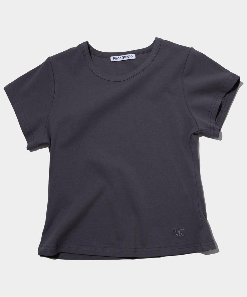 PLACE STUDIO Simple Basic Slim Fit Semi-Crop Cotton Short Sleeve Tee _10 Colors