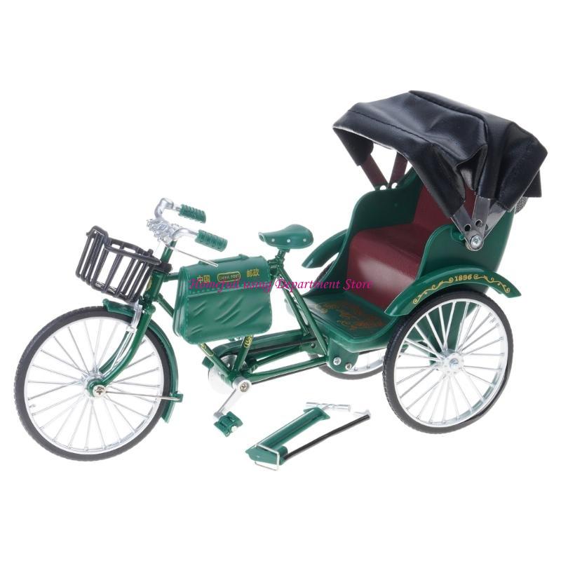 Vintage Jinrikisha Rickshaw Metal Model Collectible Tricycle Replicas For Bookshelves Display Unique Gift For Adults