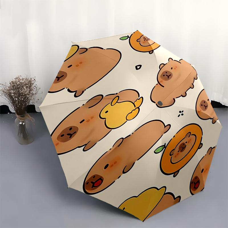 Capybara Themed Travel Umbrella-8 Ribs Automatic Opening and Closing, Portable Folding Design, Compact and Stylish Umbrella Suitable for Out
