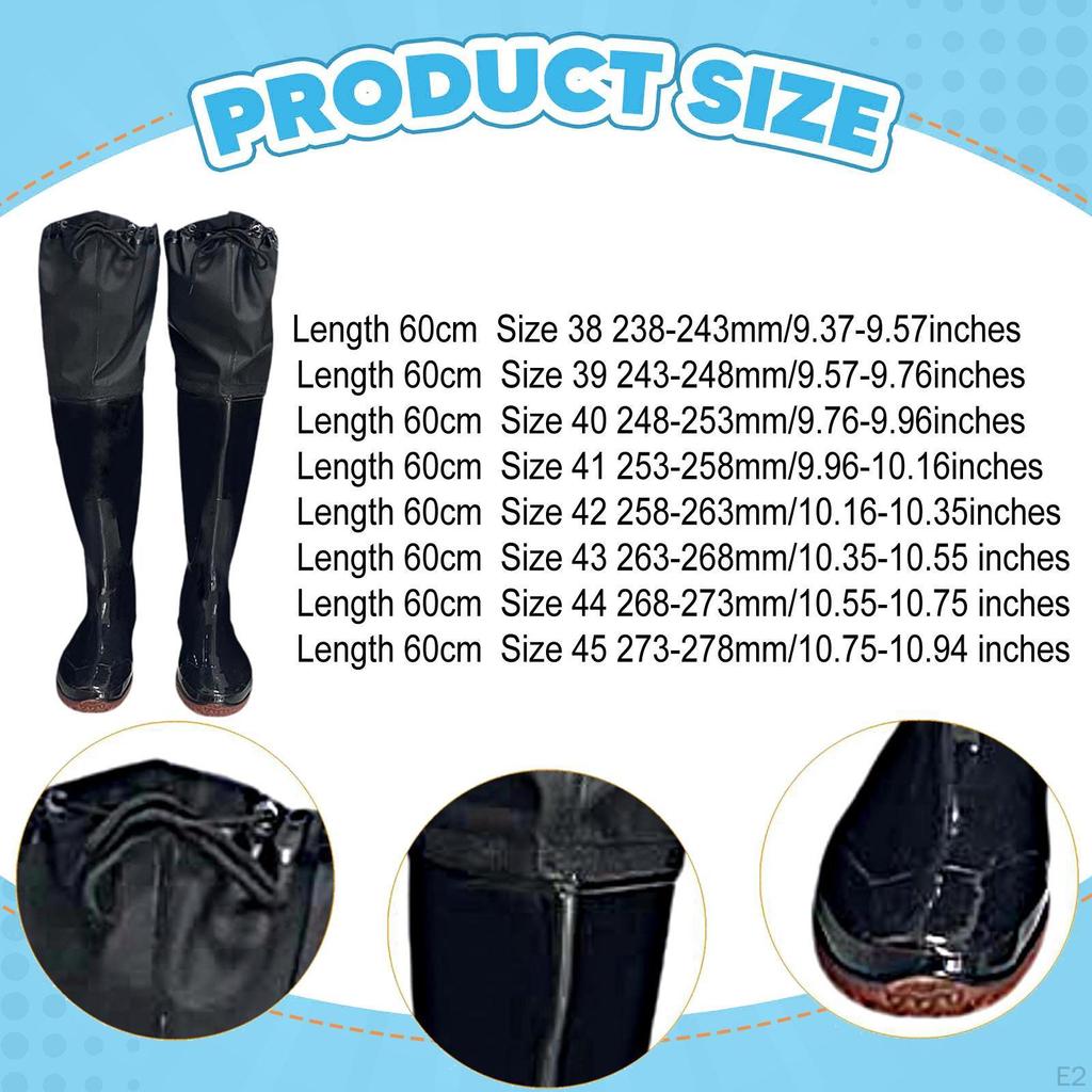 Fishing Hip Wader Boots Hunting PVC Height 60cm Lightweight Soft Sole Wading Shoes Bootfoot