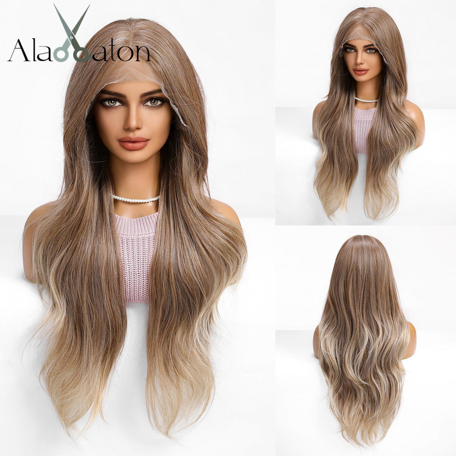 

ALAN EATON HD 13x6 парики из лака, светлые синтетические длинные волнистые вьющиеся парики для женщин, парик для косплея с высокой плотностью волос, термостойкий парик