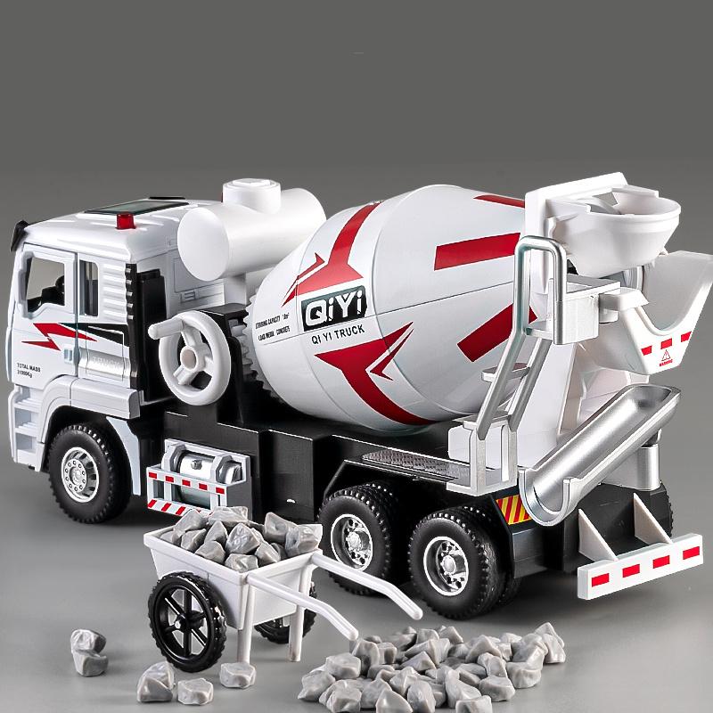 1/40 Alloy Electric Mixer Car Model Diecasts Metal Heavy Cement Mixe Truck Vehicles Car Model Sound and Light Childrens Toy Gift