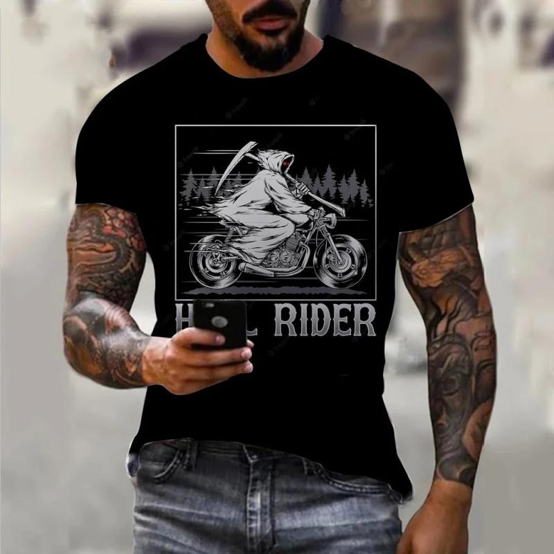 Men'S T-Shirt 3D Motorcycle Print T-Shirt Hip Hop Trend Vintage Clothing Motorcycle Racing T Shirt Outdoor Riding Blazer