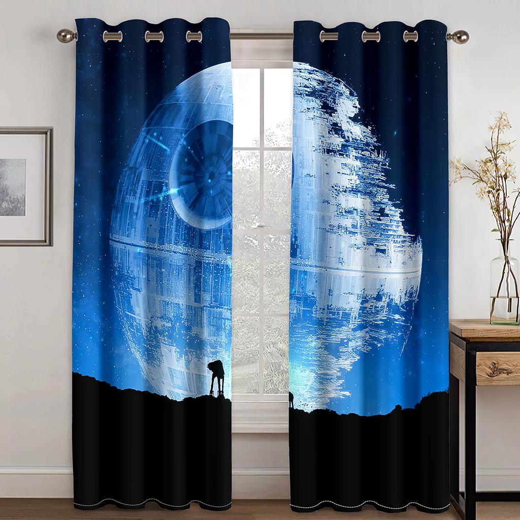 Universe Space Capsule Spaceship Astronaut Technology Thin Window Curtains for Living Room Bedroom Decor 2 Pieces Free Shipping
