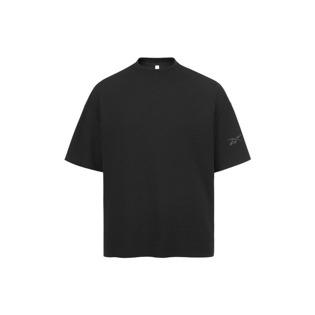Reebok Beats Tee Series Solid Color Round Neck Loose Short Sleeve T-Shirt Unisex Tops Black 23RCS417U001