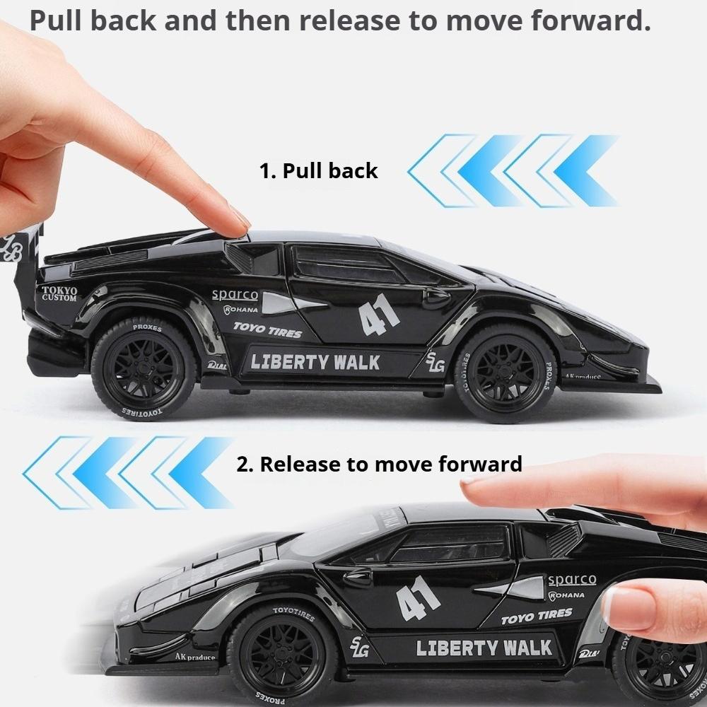 1:32 Scale Countach LBWK LP500S Car Model Toy Sound Light Pull Back Doors Opened High Simulation Cars Models Desktop Ornament