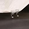S925 Plated Silver Earrings Eight Star Screw Ear Nails Exquisite Heart-shaped Ear Hook Hollow-out Rice Word Love Zircon Earrings Female