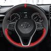 hand-stitched Anti-slip black red Genuine Leather Steering Wheel Cover For Toyota Avalon Camry Crown 2018-2019 Corolla 2018-2020