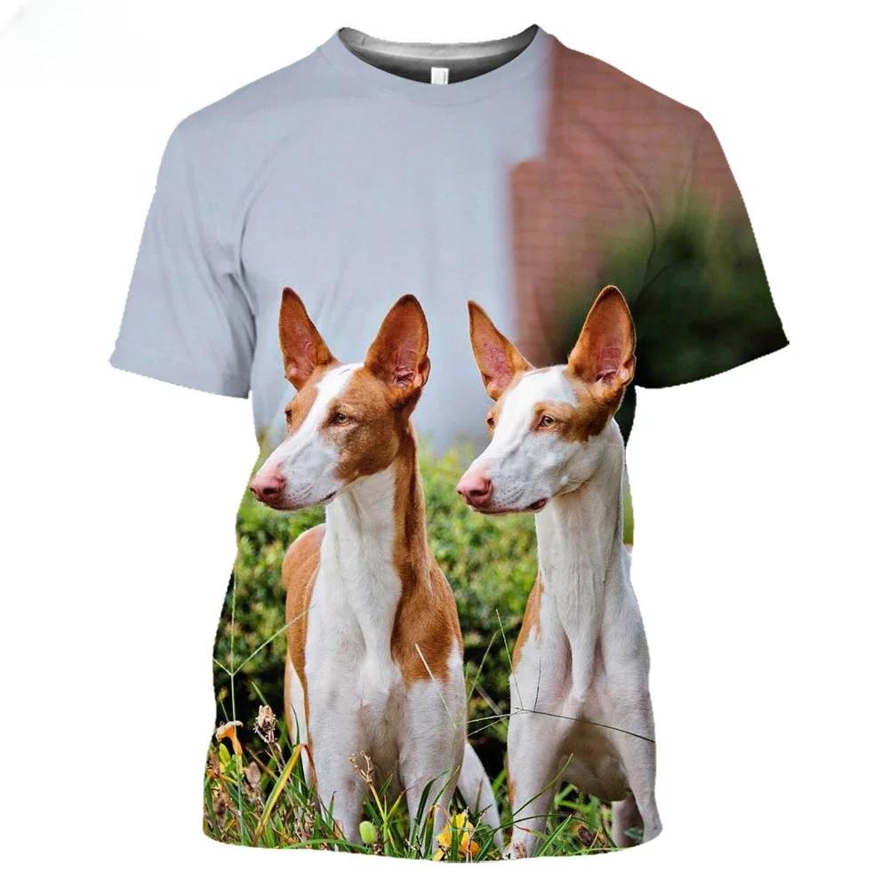 

Ibizan Hound Dogs Hunting 3D T-Shirt Чоловіча жіноча підліткова 6XL Podenco Ibecenco Dog Summer Short Sleeve Harajuku Top L