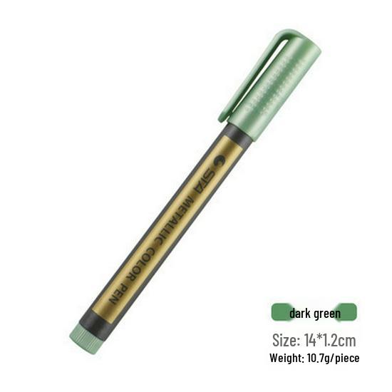 STA 8151 Colored Metal Paint Marker for DIY and Black Cardstock Art.