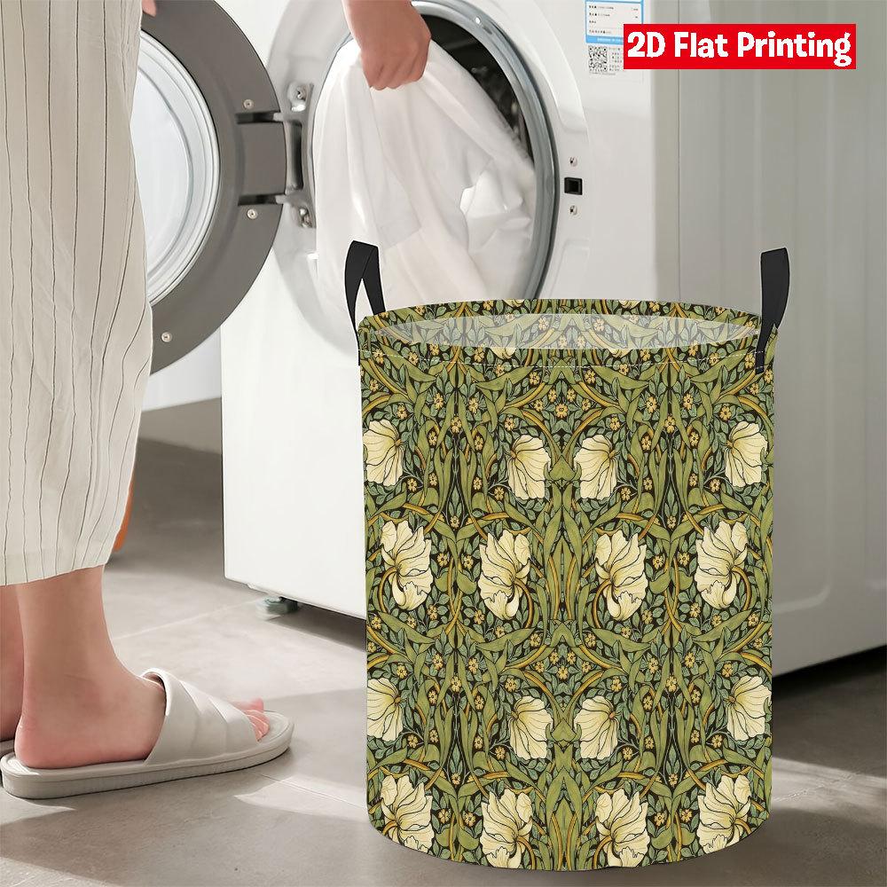 Collapsible Laundry Basket Large Round Waterproof Fabric Hamper Dirty Clothes Storage Bin Toy Organizer with Handles