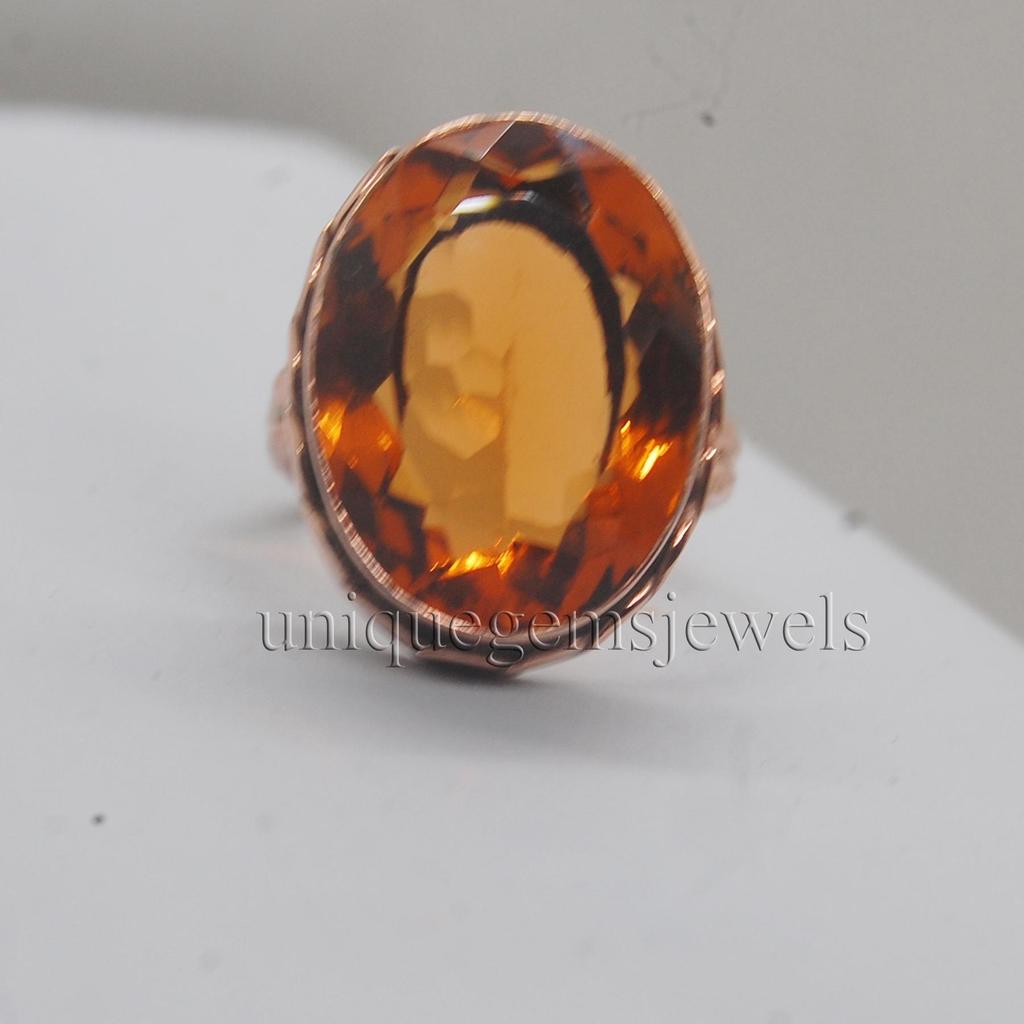 Huge Oval Cut Olive Golden Topaz 925 Sterling Silver Rose Gold Ovelray Ring Jewelry, Unique Statement Wedding Gift Ring