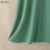 ZANZEA Women Casual Round Neck Summer Short Sleeve Dress