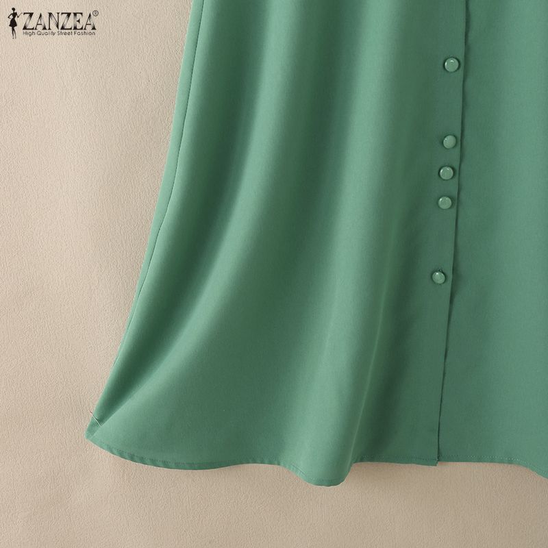 ZANZEA Women Casual Round Neck Summer Short Sleeve Dress
