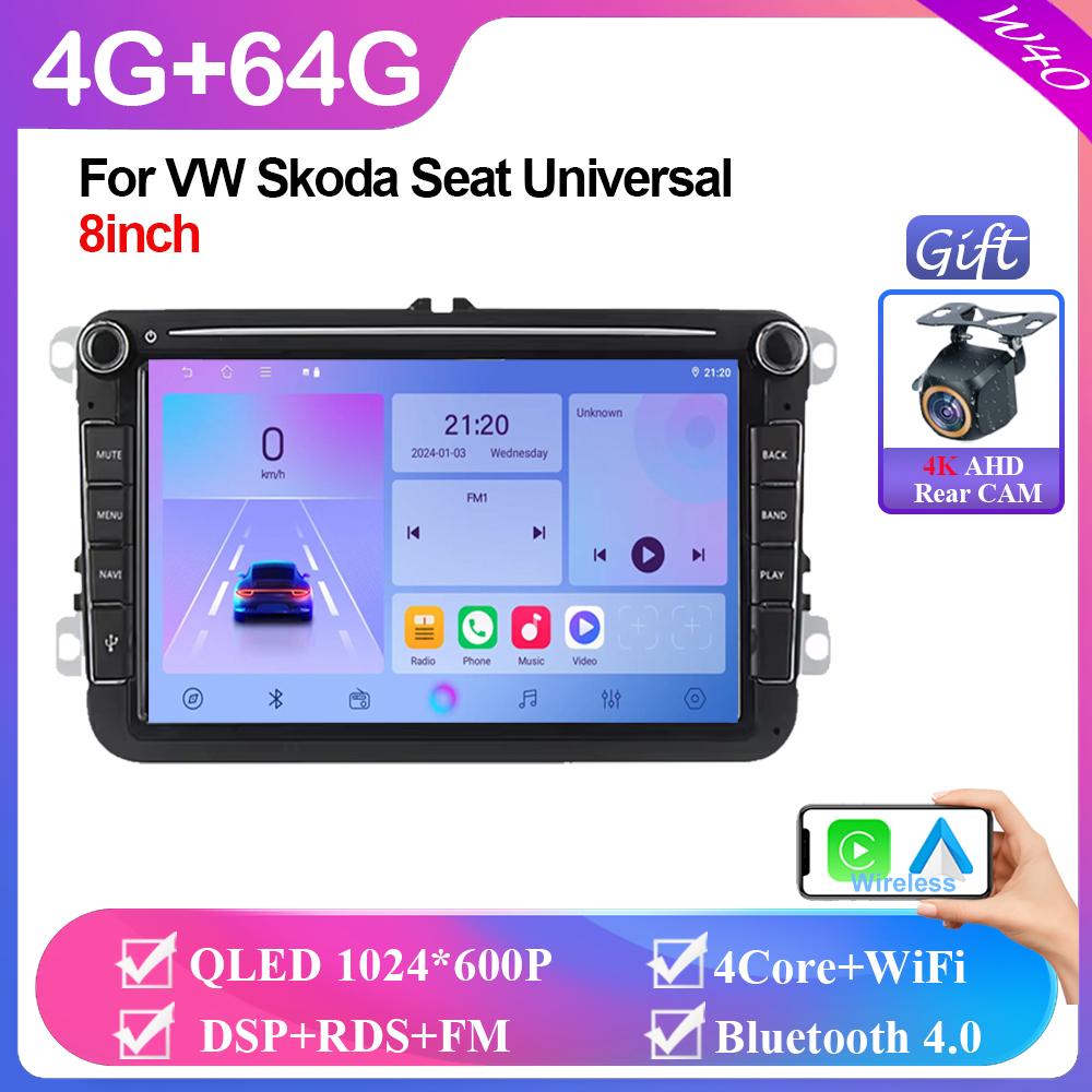 8" 2 Din Android All In One Car Radio Wireless CarPlay Auto For VW Passat Golf Polo Caddy Seat Leon Altea Skoda Fabia Octavia