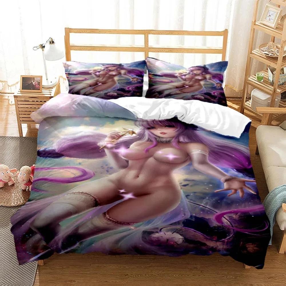 Sexy beauty cartoon 3D printed bedding set luxury King size Comforter bedding sets digital design