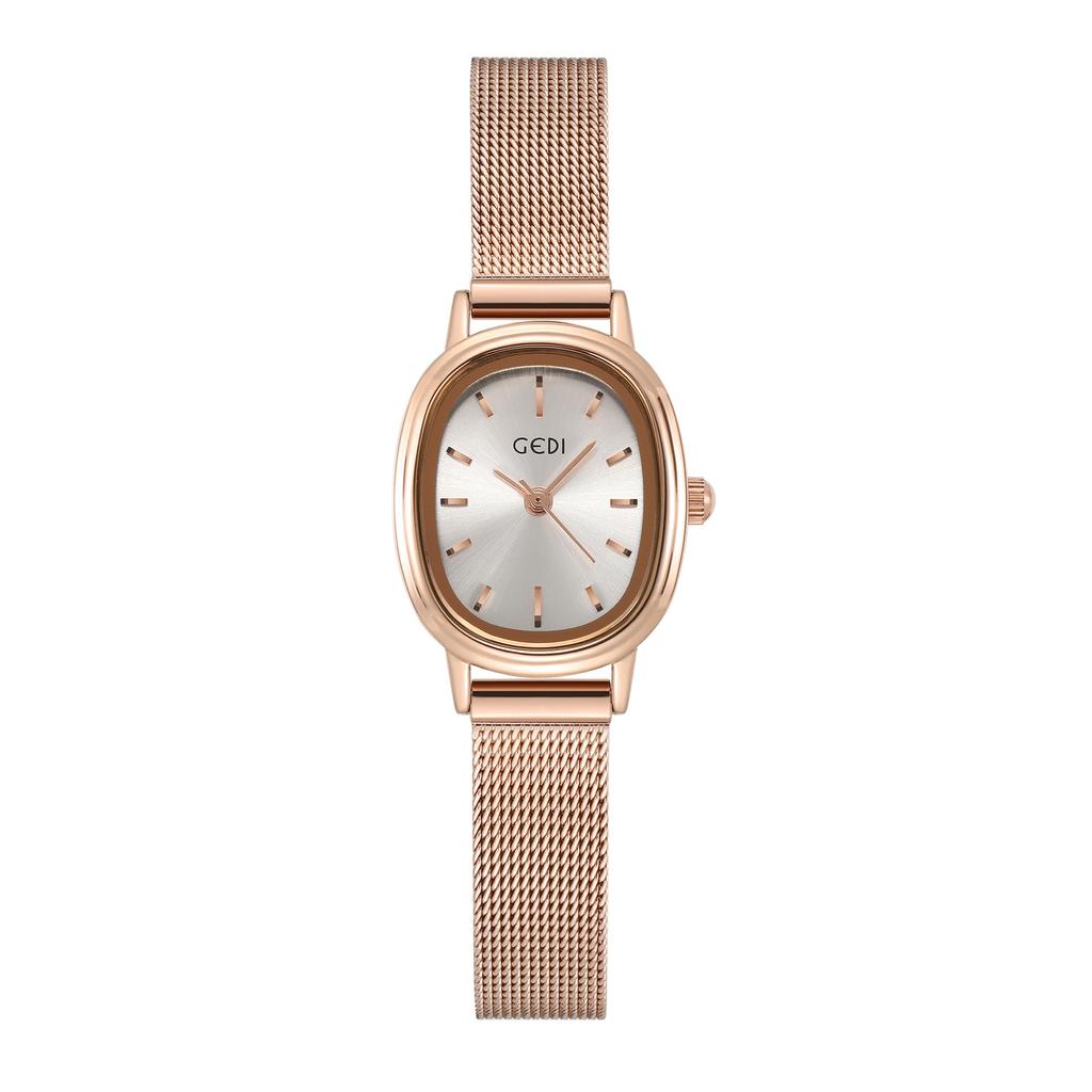 Oval Design Mesh Chain Women's Watch Small Green Watch Simple Temperament Commuter Quartz Watch for Women