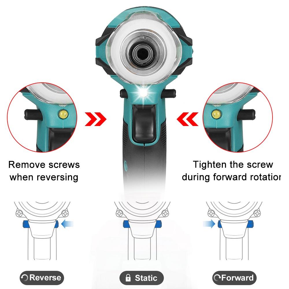 4 Gear Cordless Screwdriver Impact Wrench 1/4 Brushless Electric Screwdriver Rechargable Drill Driver Power Tool Blue