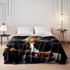 The Main Pattern Shows a Person Playing a Red-and-white Electric Guitar. for All Seasons Blanket Lunch Break Throw Gift