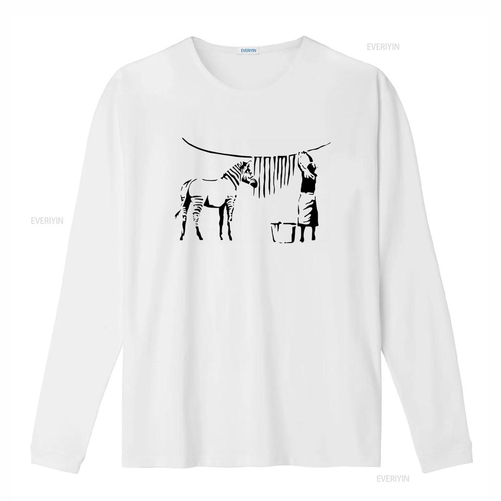 Ladies Banksy Inspired Zebra Washing Street Art Graffiti Lady Fit White T Shirt vintage Washed Breathable Casual Unisex fashion