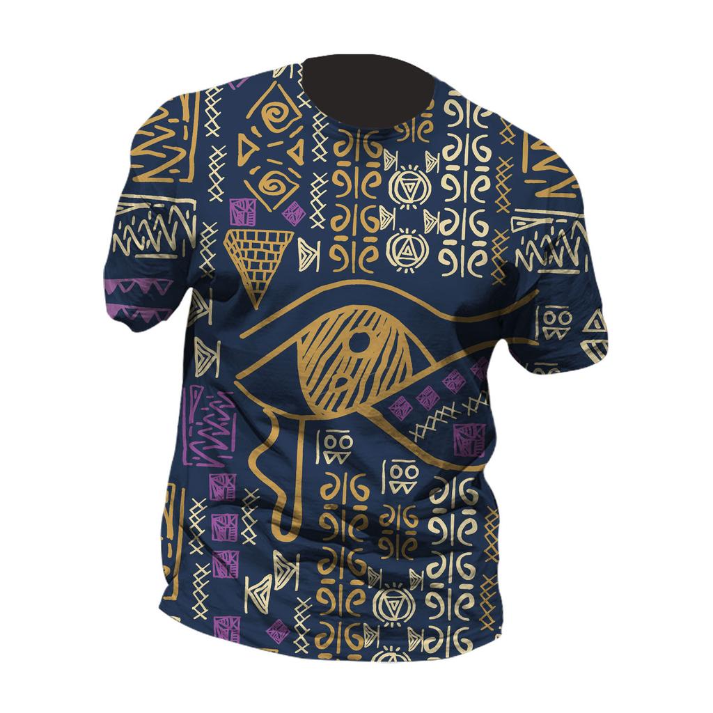 Vintage Men'S T-Shirt 3D Print Ethnic T Shirt Pattern Short-Sleeved Top Summer Breathable Men'S Clothing Ancient Culture Tees