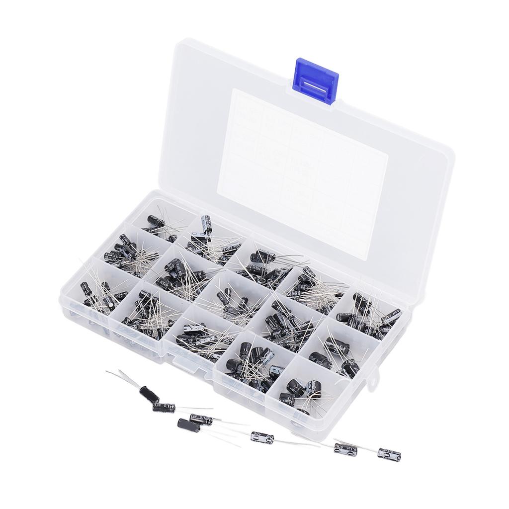 215Pcs Electrolytic Capacitor 0.1uF‑330uF Aluminium 15 Value Assortment Kit for Radio TV