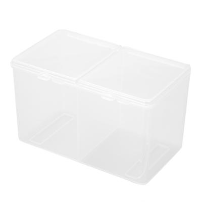 2 Grids Cotton Pads Swabs Container Nail Polish Glitter Powder Organizer Storage Box