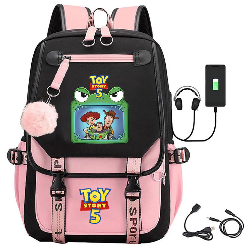 Toy Story 5 Printed Canvas Backpack With Breathable Design For Middle School Students And Travel