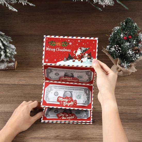 Christmas Money Envelope for Cash Gifts Surprise Gift Card Money Holder with 6 Slots