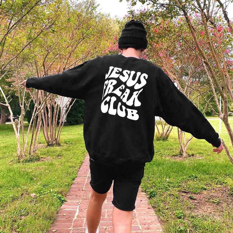 

Толстовки с капюшоном «Jesus Freak Club», осень-зима, большие буквы для мужчин и женщин, пуловер в стиле хип-хоп, удобные флисовые толстые теплые толстовки XXXL чёрный