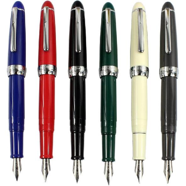 Jinhao 992 Fountain Pen Set, Student 6 Color Pen Set, Silver Clip, Solid Colors(Black, Blue, Green, Grey, Red, White)