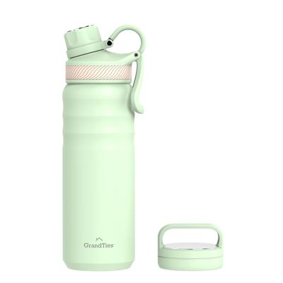 GRANDTIES Stainless Steel Vacuum Insulated Wide Mouth Mug, 709ml, with Two Lids, Direct Drinking, Keeps Hot or Cold Water Hot for 12 Hours, Hot Water