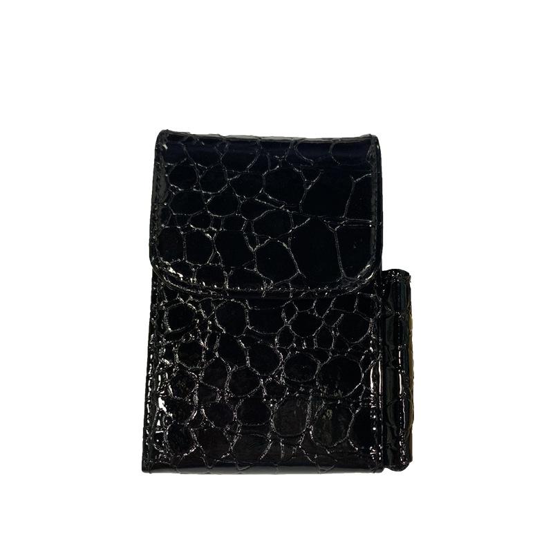 Men's Leather Cigarette Case with Integrated Lighter - 20-Stick Capacity, Stainless Steel, Flip-Top Design