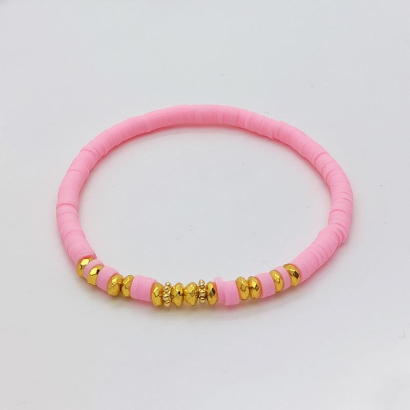 Pulseira Elástica com Contas Heishi Turquesa e Espaçadores Dourados – Joia Boho de Verão, Presente Fresco e Chique para Mulheres