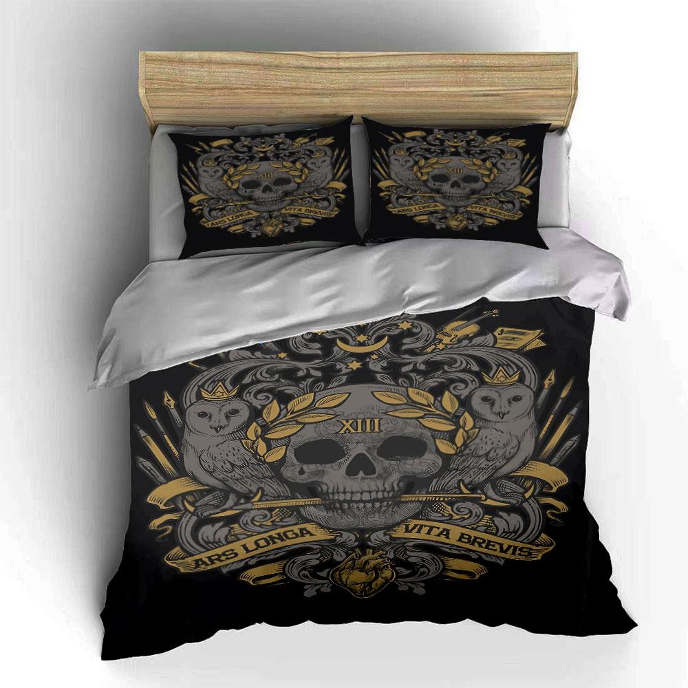 Skull, owls, laurel wreath. Bedding sets Duvet cover sets Duvet covers Pillowcases(1* Duvet Cover 2* Pillowcases without duvet insert)