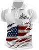 Patriotic 1776 Flag Print Short Sleeve Polo, Stylish Casual Top