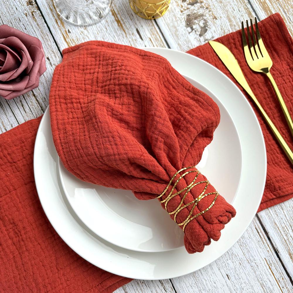 10PCS Cloth Napkins Boho Gauze Washable Cotton 16X16Inches for Wedding Baby Shower Bridal Shower Dinner Tea Party Easter Decorat