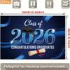 Blue Class of 2026 Graduation Backdrop, "Congratulations Graduates" with Cap and Diploma for Celebration