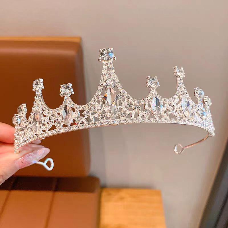 Children's Crown Headwear Princess Girls Crystal Pearl Crown Birthday Performance Flower Girl Wedding Girls Hair Accessories Daquan