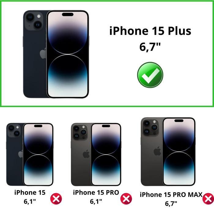 Case and Neck Strap for iPhone 15 PLUS - Transparent Soft TPU Adjustable Black Cord Phonillico®