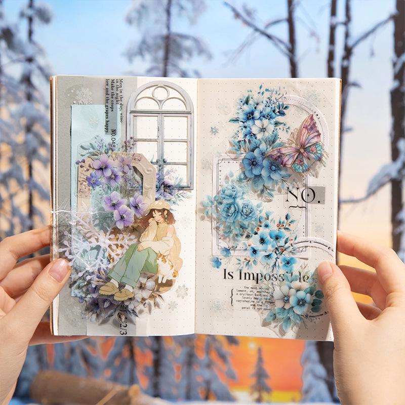 Winter Flower Sea Die-cut Tape DIY Journaling Stickers