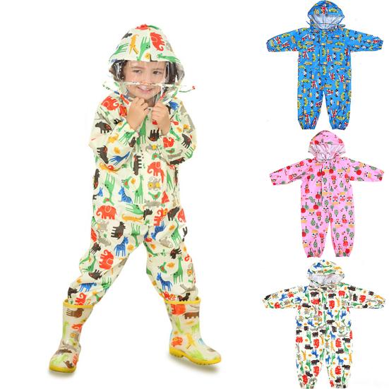 Cartoon Raincoat Kids Children Jumpsuit Rainwear Boy Girl Waterproof Poncho