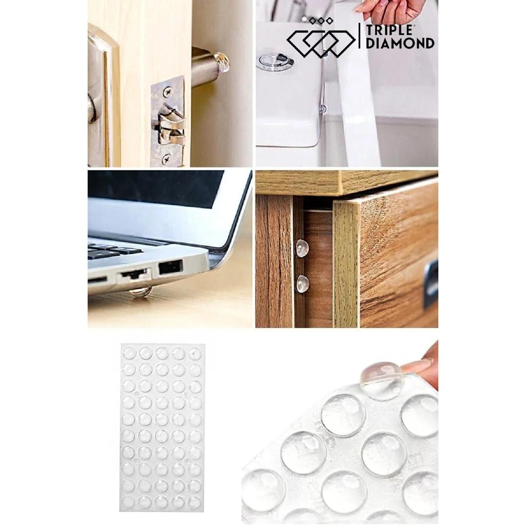 Adhesive Mini Silicone Sound Stopper Drawer Cabinet Door Transparent, 9mm (1 Pack = 50 Pieces)