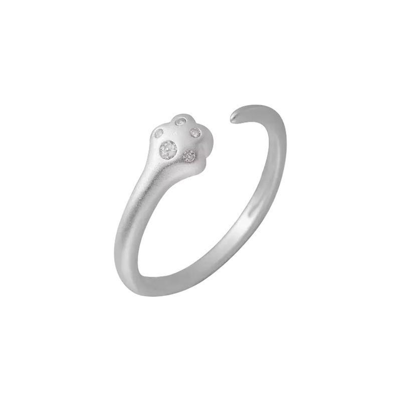 Cute Cat Paw Open Adjustable Matte Ring for Women - Trendy, Versatile, Simple Fashion Style Open Adjustable