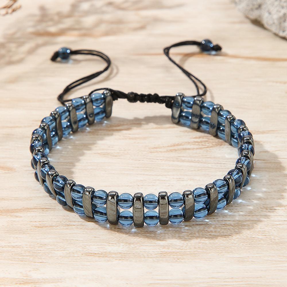 Pulsera elástica de hematita con cuentas de moda para hombre