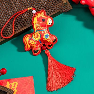 Chinese Style Zodiac Mascot Pendant Embroidery with Tassels Lucky Fragrant Bag Blessing Chinese New Year Decoration